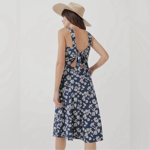 NWT Pact Organic Cotton Blend Tie Back Fit & Flare Dress Wild English Lavender - Picture 10 of 12